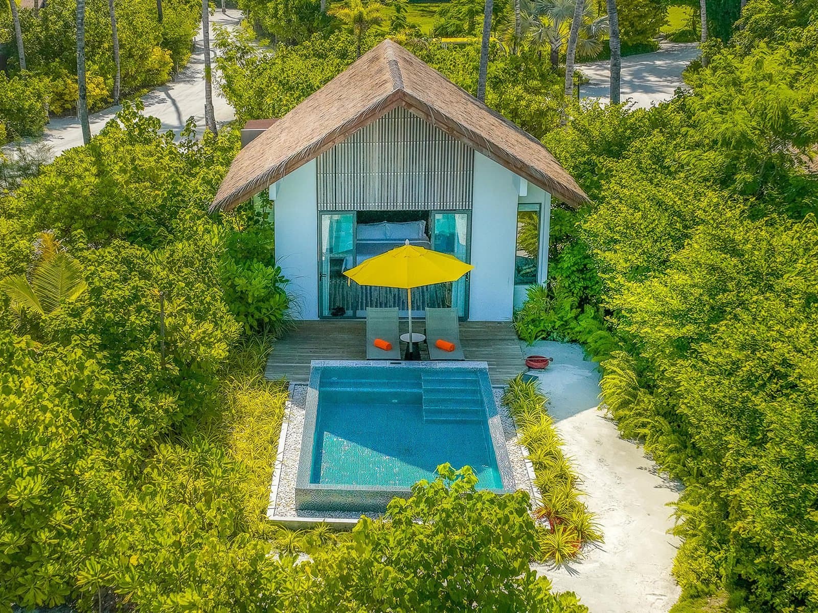 Gold Beach Private Pool Villa - Elegant 2-guest oceanfront accommodation at Hard Rock Hotel Maldives featuring premium furnishings and stunning Maldives views