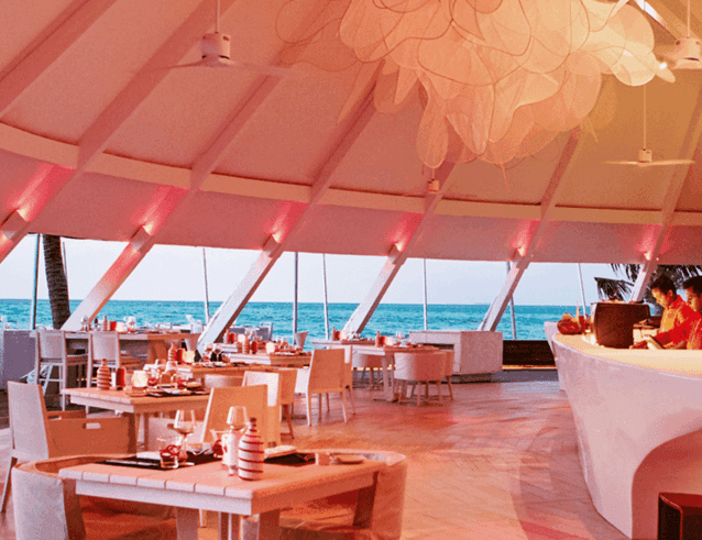 BEACH ROUGE - Sophisticated fine dining restaurant at LUX* South Ari Atoll featuring elegant tropical ambiance and gourmet cuisine