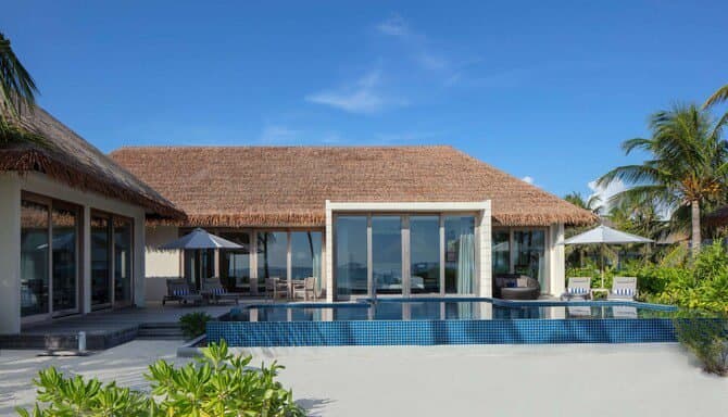Three Bedroom Beach Villa - Pool and Sunset View - Elegant 1-guest oceanfront accommodation at Radisson Blu Resort featuring premium furnishings and stunning Maldives views