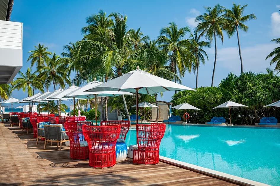 Beach Club - Sophisticated Beach Bar restaurant at Seaside Finolhu Baa Atoll Maldives featuring elegant tropical ambiance and gourmet cuisine