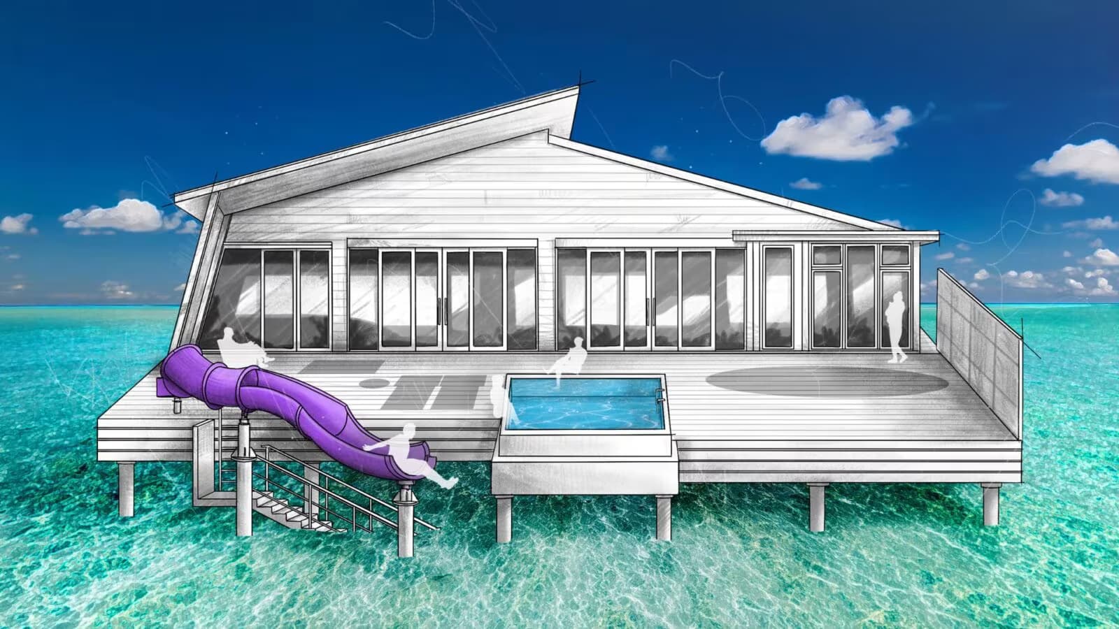 Radhun Residential Suite with Private Pool Slide - Elegant luxury oceanfront accommodation at Oaga Art Resort featuring premium furnishings and stunning Maldives views