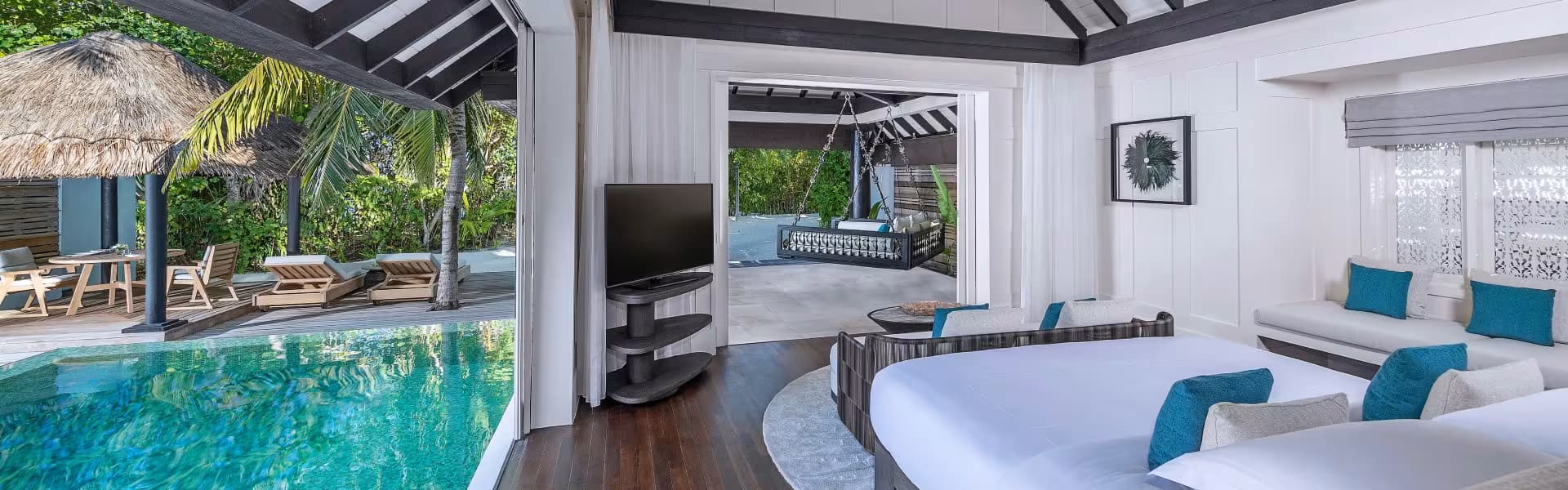 Beach House with Pool - Elegant luxury oceanfront accommodation at Naladhu Private Island Maldives featuring premium furnishings and stunning Maldives views