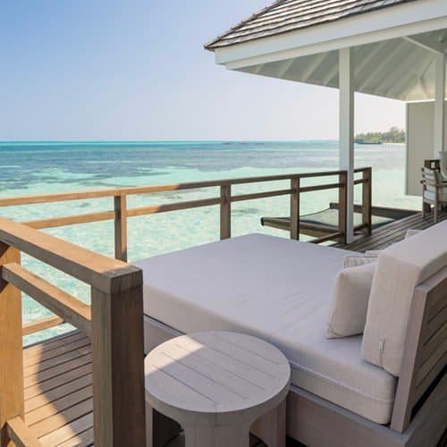 Water Villa - Elegant 3-guest oceanfront accommodation at LUX* South Ari Atoll featuring premium furnishings and stunning Maldives views