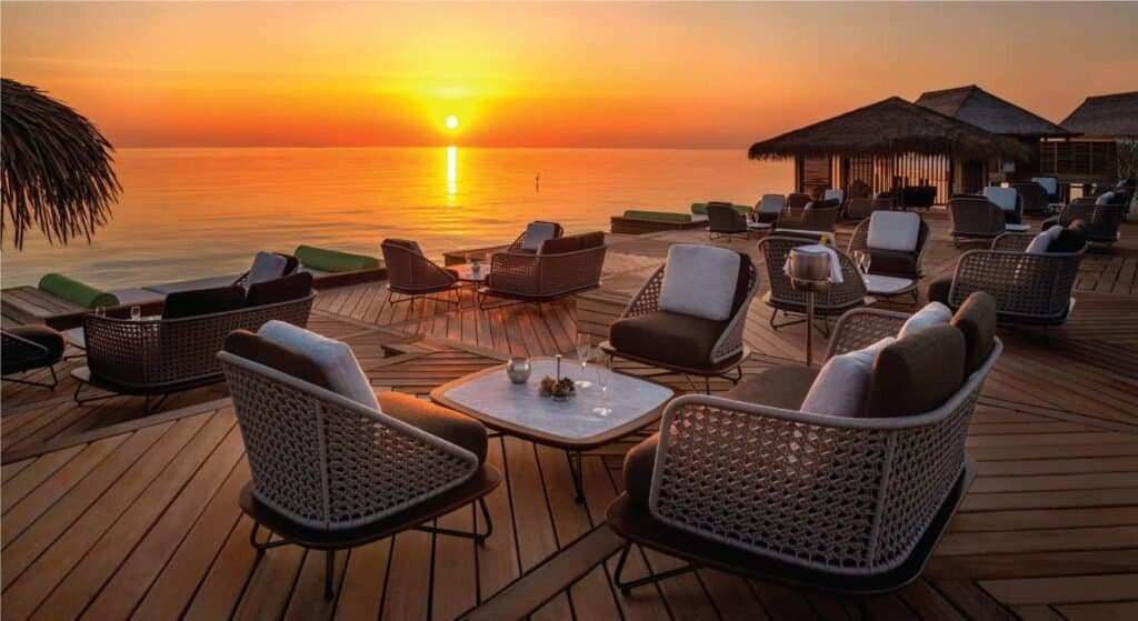 Amber - Sophisticated Champagne Lounge restaurant at Waldorf Astoria Maldives Ithaafushi featuring elegant tropical ambiance and gourmet cuisine